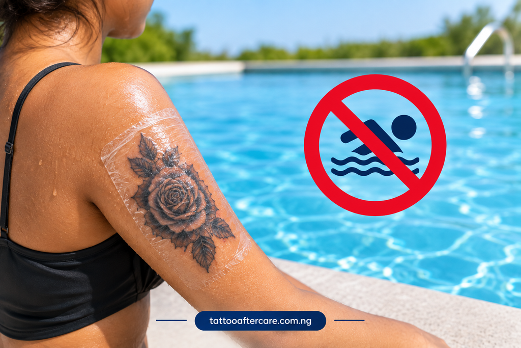 Image showing Don't Go Swimming With a Fresh Tattoo